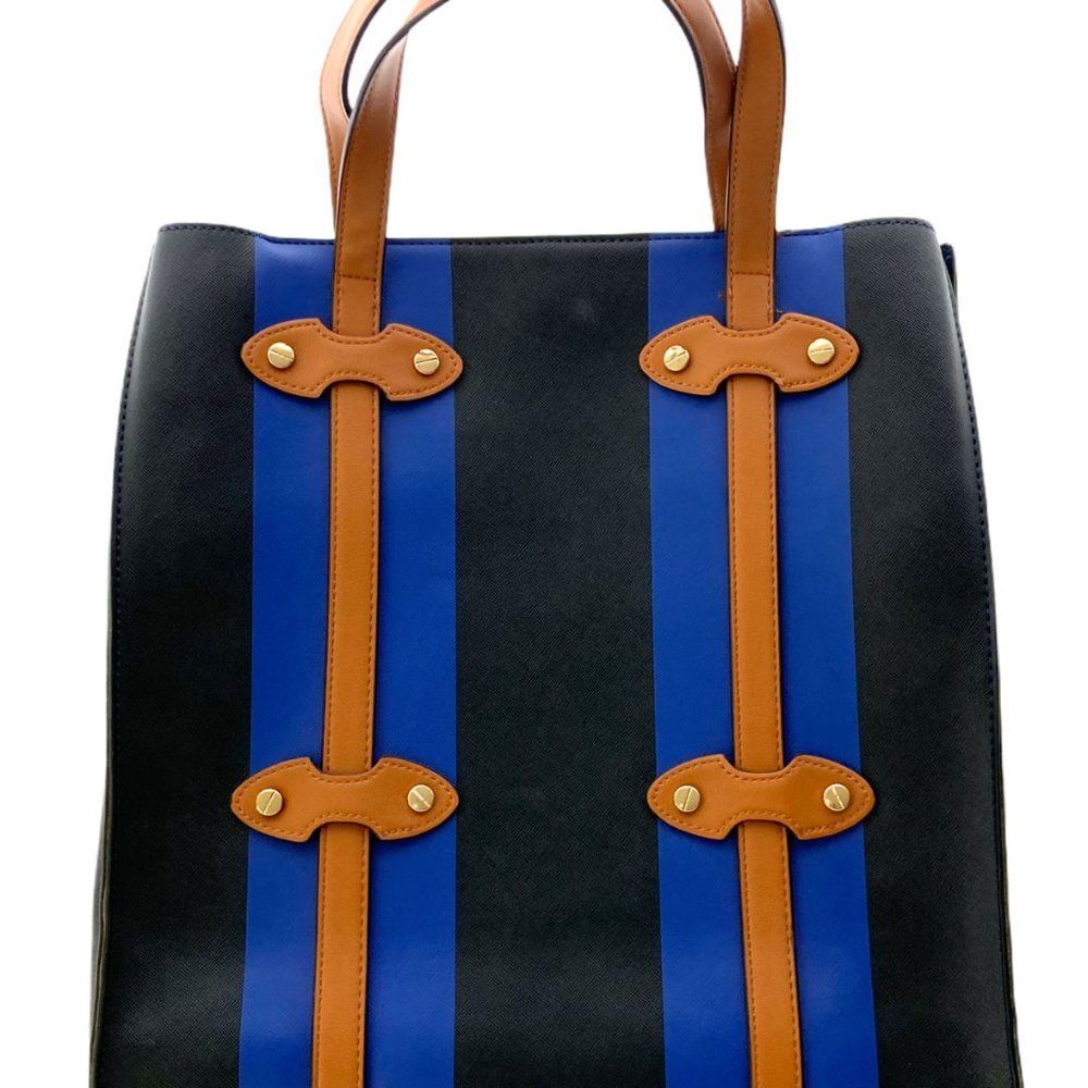 Neiman Marcus‎ Tote Bag Blue Black colorblock